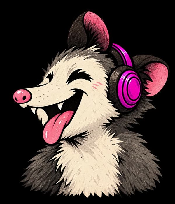 Jinx, a fictional DJ mascot, in profile