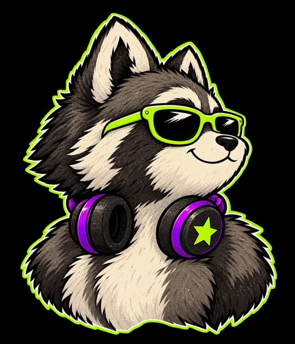 Riff, a fictional DJ mascot, in profile